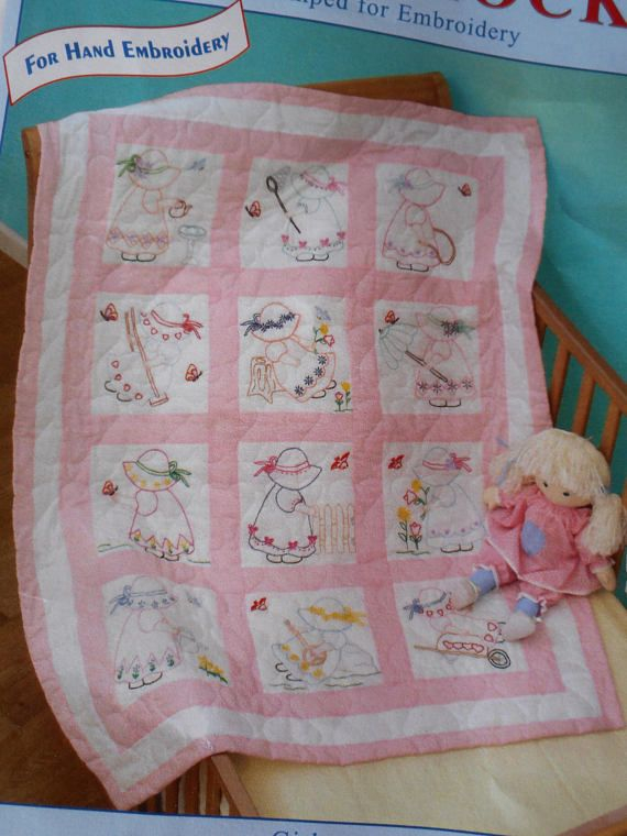 12 Stamped For Embroidery Quilt Blocks Sunbonnet Sue By Jack Etsy