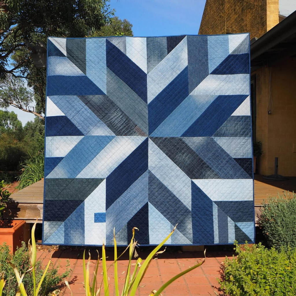 Blue Giant Quilt Pattern Made From Upcycled Jeans Craftsy Denim 