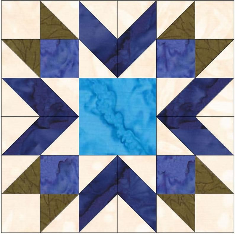 Blueberry Pie Star Quilt 15 Inch Block Paper Template Quilting Etsy