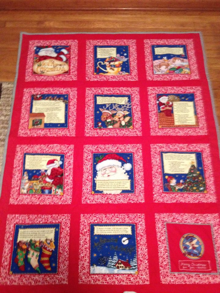 Christmas Quilt With Blocks Made From Soft Book Panel Quilting