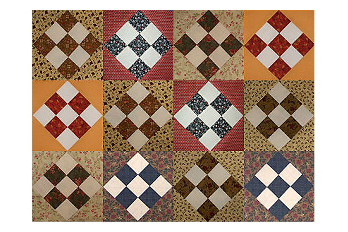Easy Country Nine Patch Scrap Quilt Block Pattern
