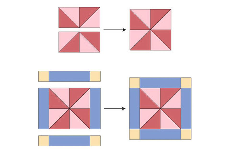 Easy Framed Pinwheels Quilt Block Pattern