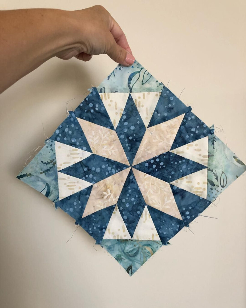 First Block For Our Alaska bakersdozen batiks lights quilts 