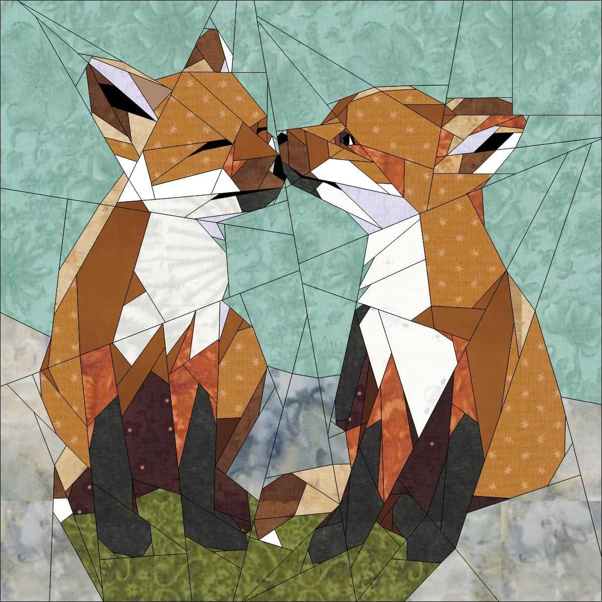 Fox Cubs Playing Craftsy Paper Pieced Quilt Patterns Fox Quilt