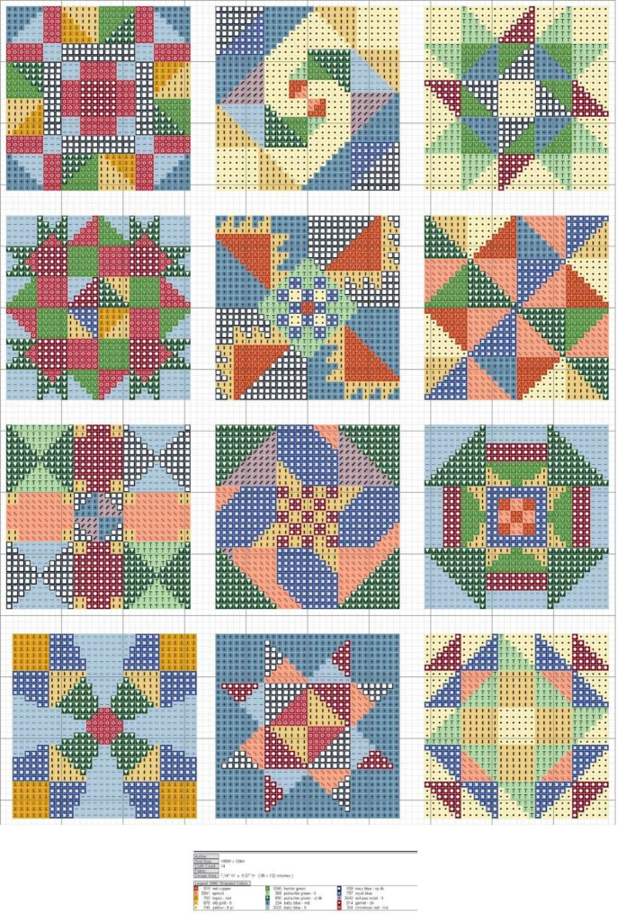 Free Cross Stitch Quilt Block Patterns No Color Chart Available 