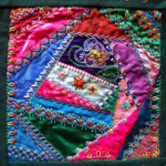 Julies Creative Ideas Victorian Crazy Quilt The Purple Pansy Block 12