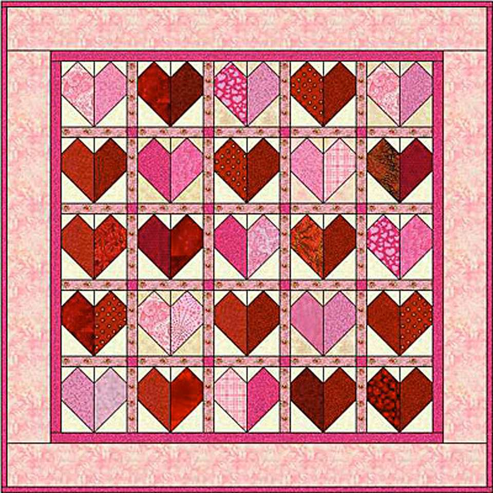 Patchwork Hearts Quilt Block Pattern