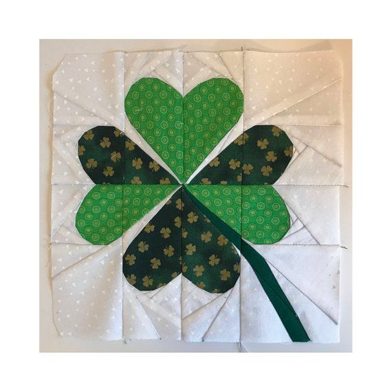 PDF Four Leaf Clover Quilt Pattern 8 x8 Quilt Block Paper Piecing 