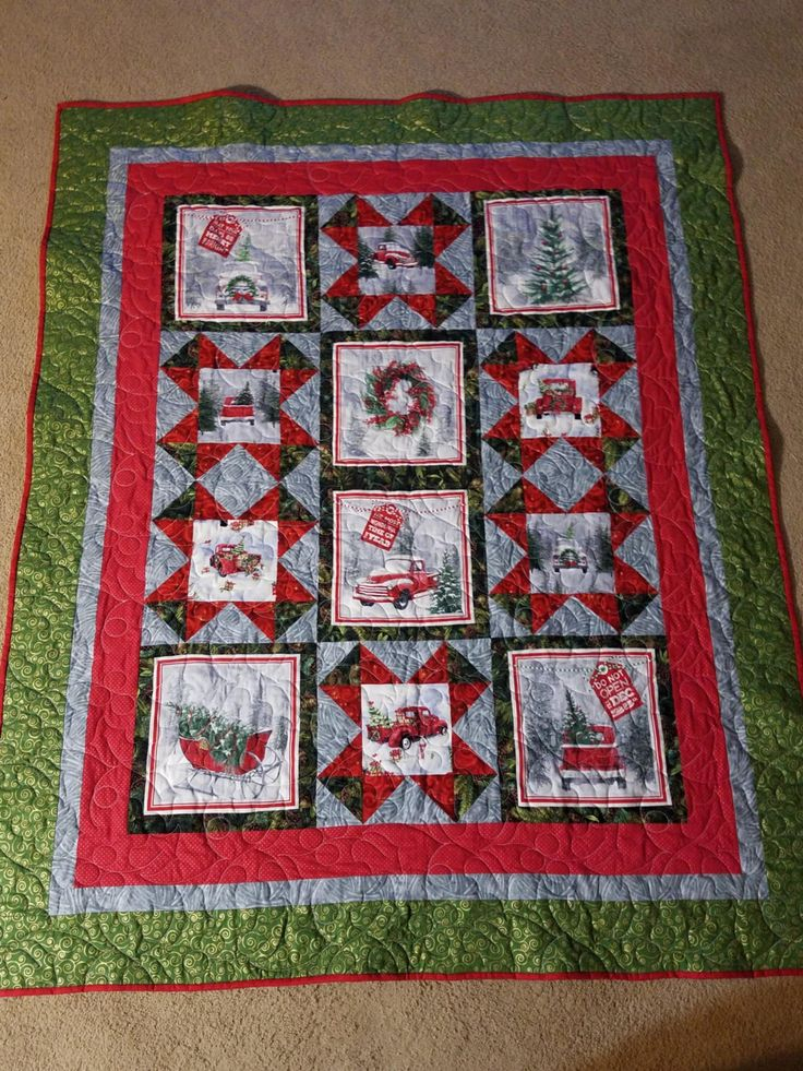Red Truck Quilt Etsy Red Truck Quilt Panel Quilts Quilts