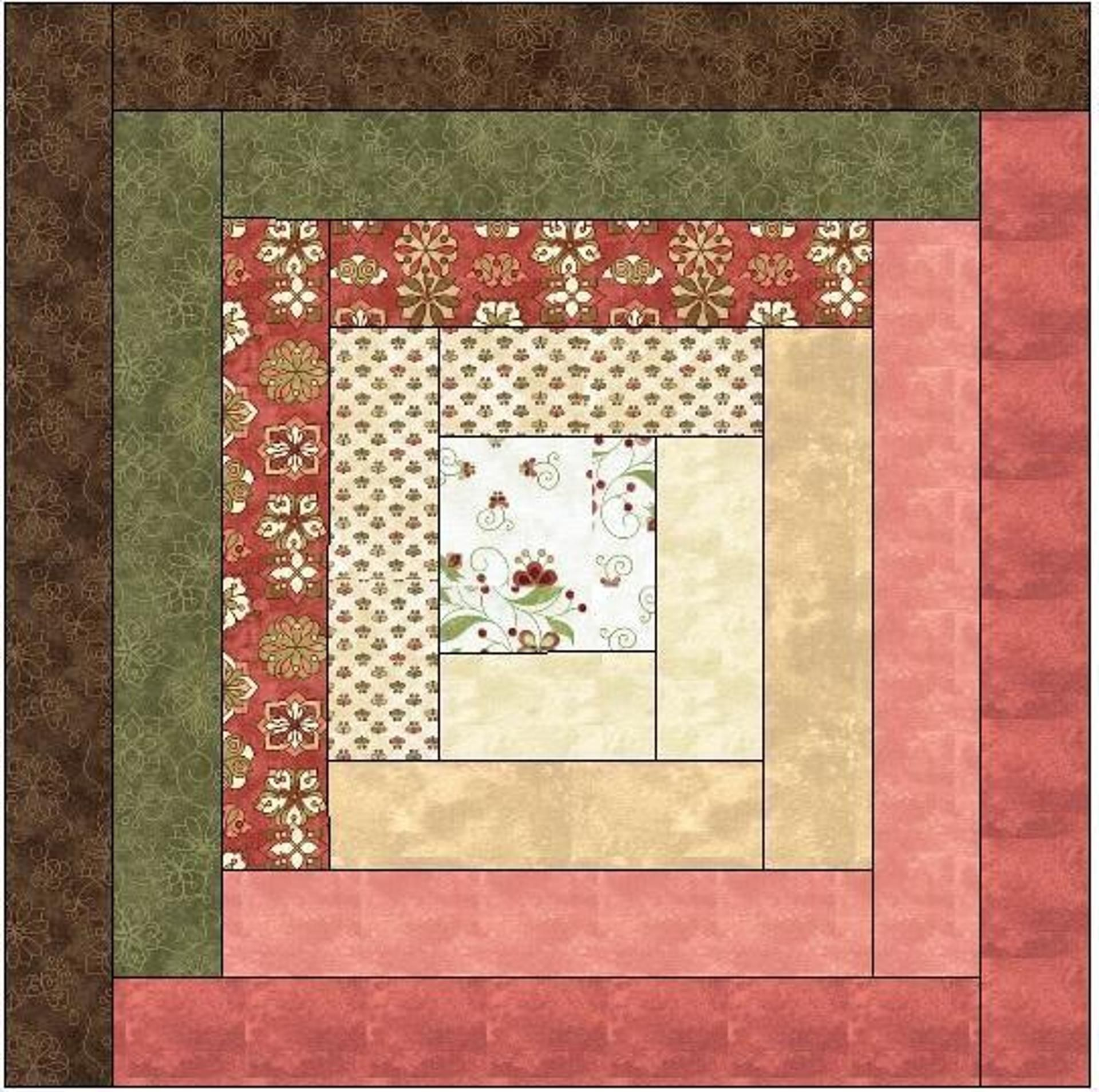 Traditional Log Cabin Quilt Block Craftsy Log Cabin Quilt Pattern