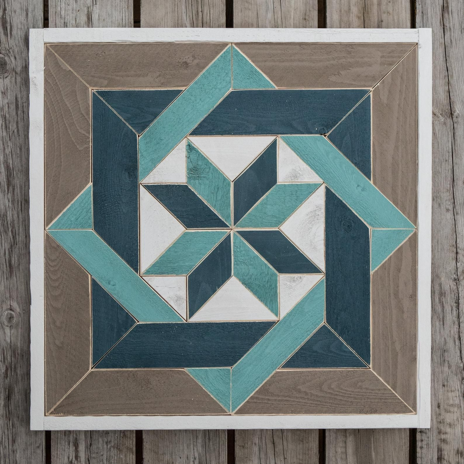 Wood Quilt Square Reclaimed Wall Art Handmade Quilt Block Pattern