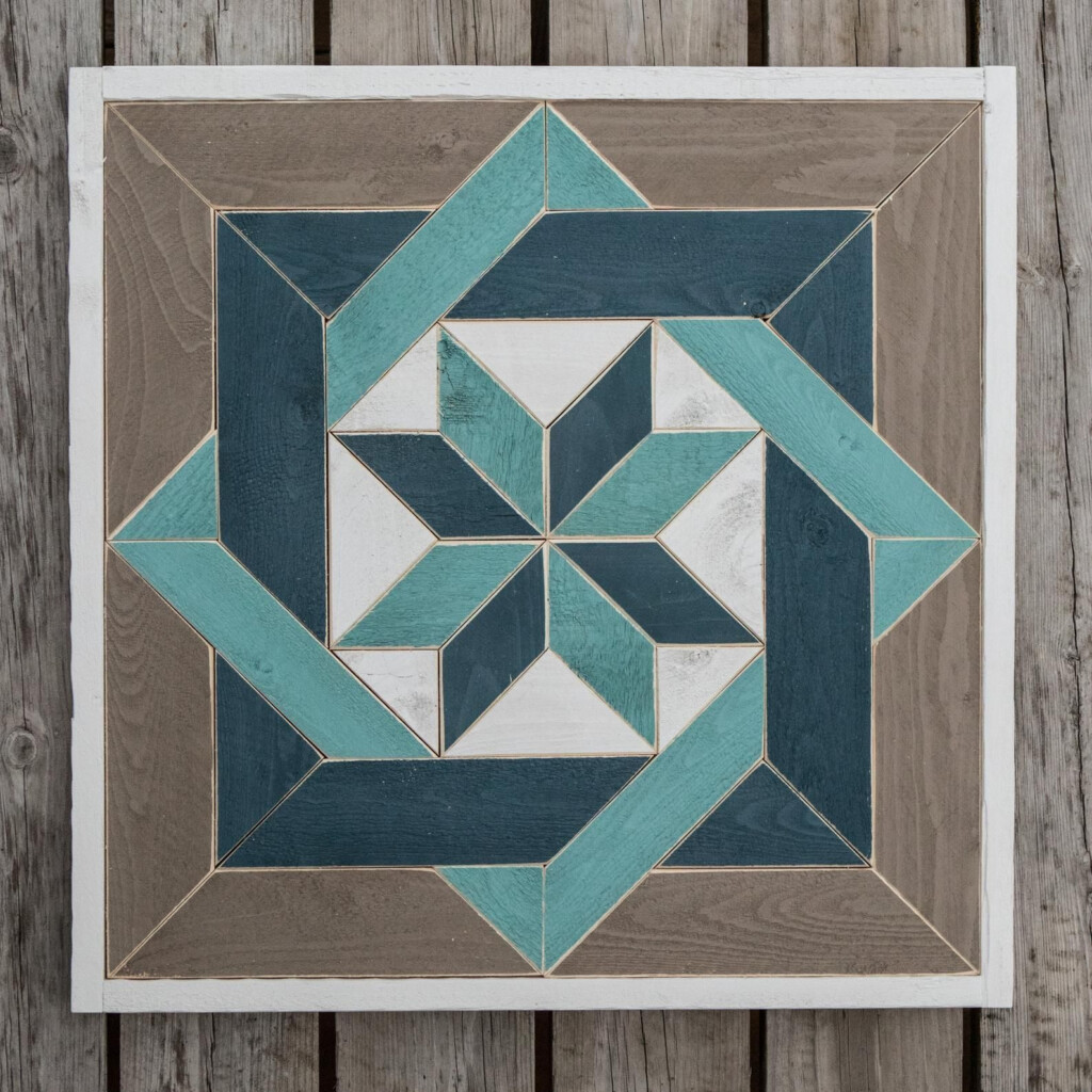 Wood Quilt Square Reclaimed Wall Art Handmade Quilt Block Pattern 