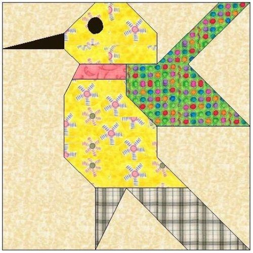 ALL STITCHES HUMMINGBIRD PAPER PEICING QUILT BLOCK PATTERN PDF 062A