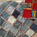 Baby Denim Rag Quilt 4 blocks 3 8 Seam Cotton Checker Board Back