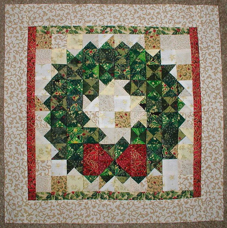 Miniature Christmas Wreath Quilt Block Christmas Quilt Blocks Quilt 