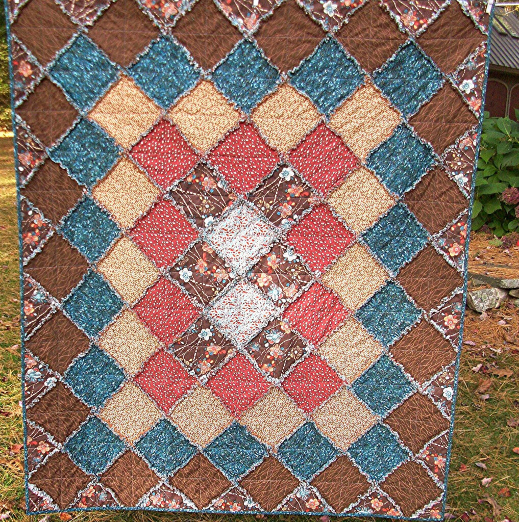 Rag Rug Cotton Throw Lap Quilt In Earth Tones Of Brick Red Etsy Rag 