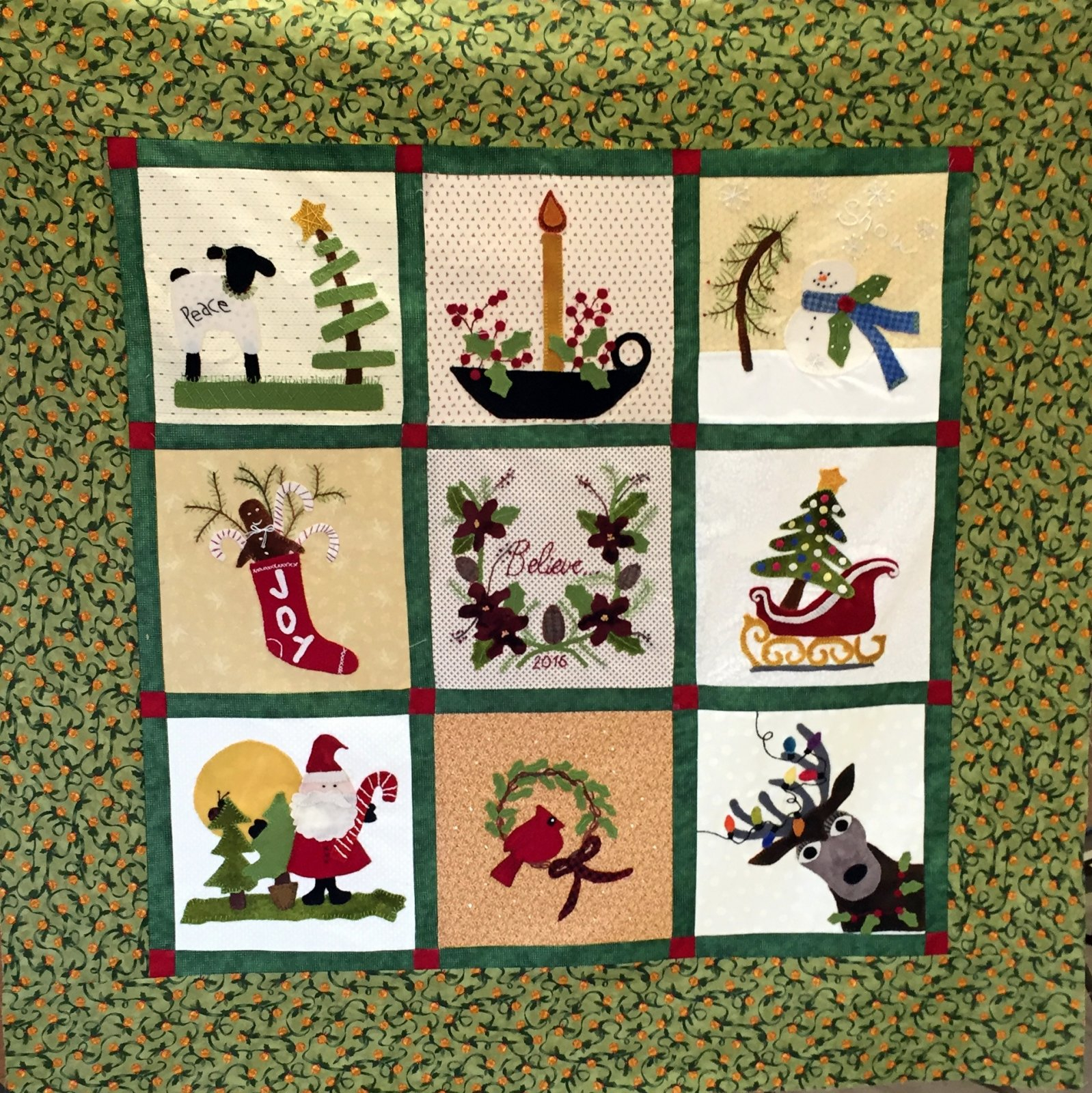 WOOL APPLIQUE CHRISTMAS QUILT BLOCK OF THE MONTH W PAULA K